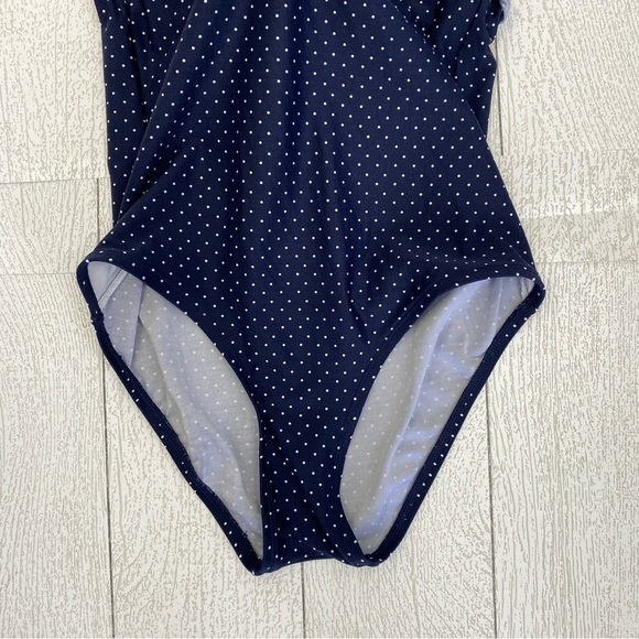 Tommy Hilfiger Navy with white polka dot halter style one piece swimsuit size 8 - Picture 2 of 10